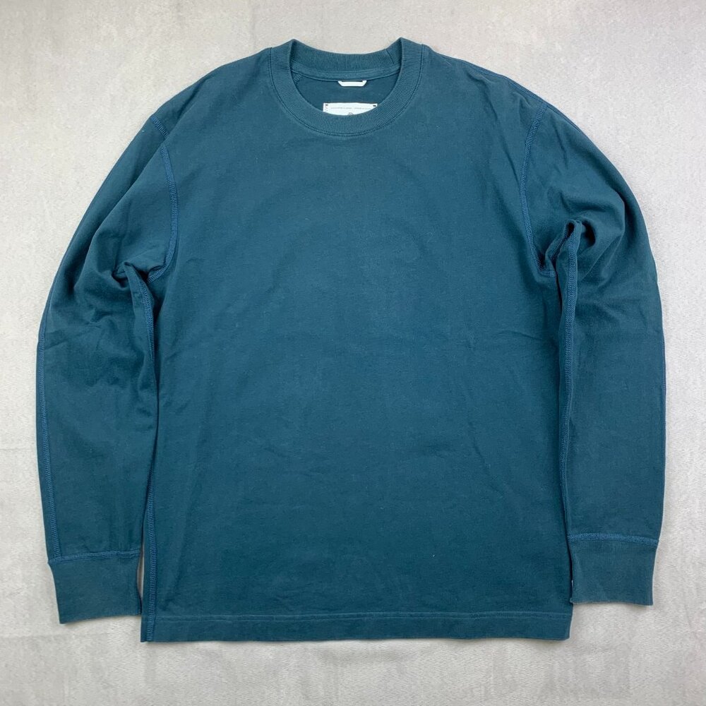 Reigning Champ Mens Shirt Small Blue Crewneck Long Sleeve Pullover 100% Cotton